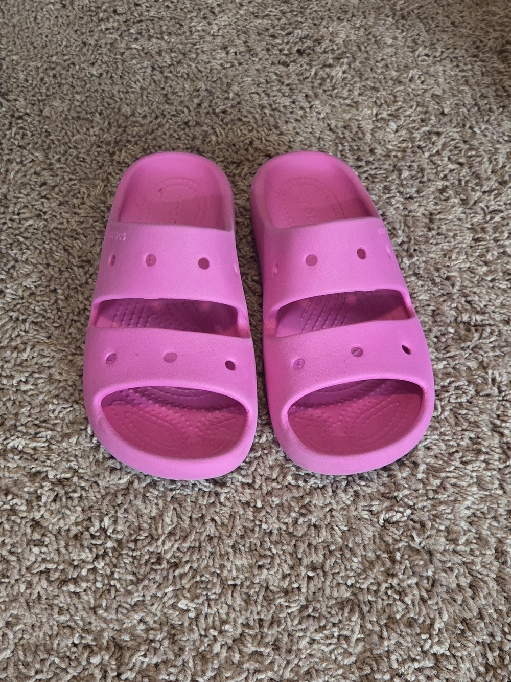 Bright Pink Slide Crocs